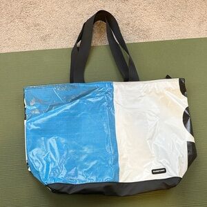 Rareform Blake Zippered Tote Recycled Billboard Blue White